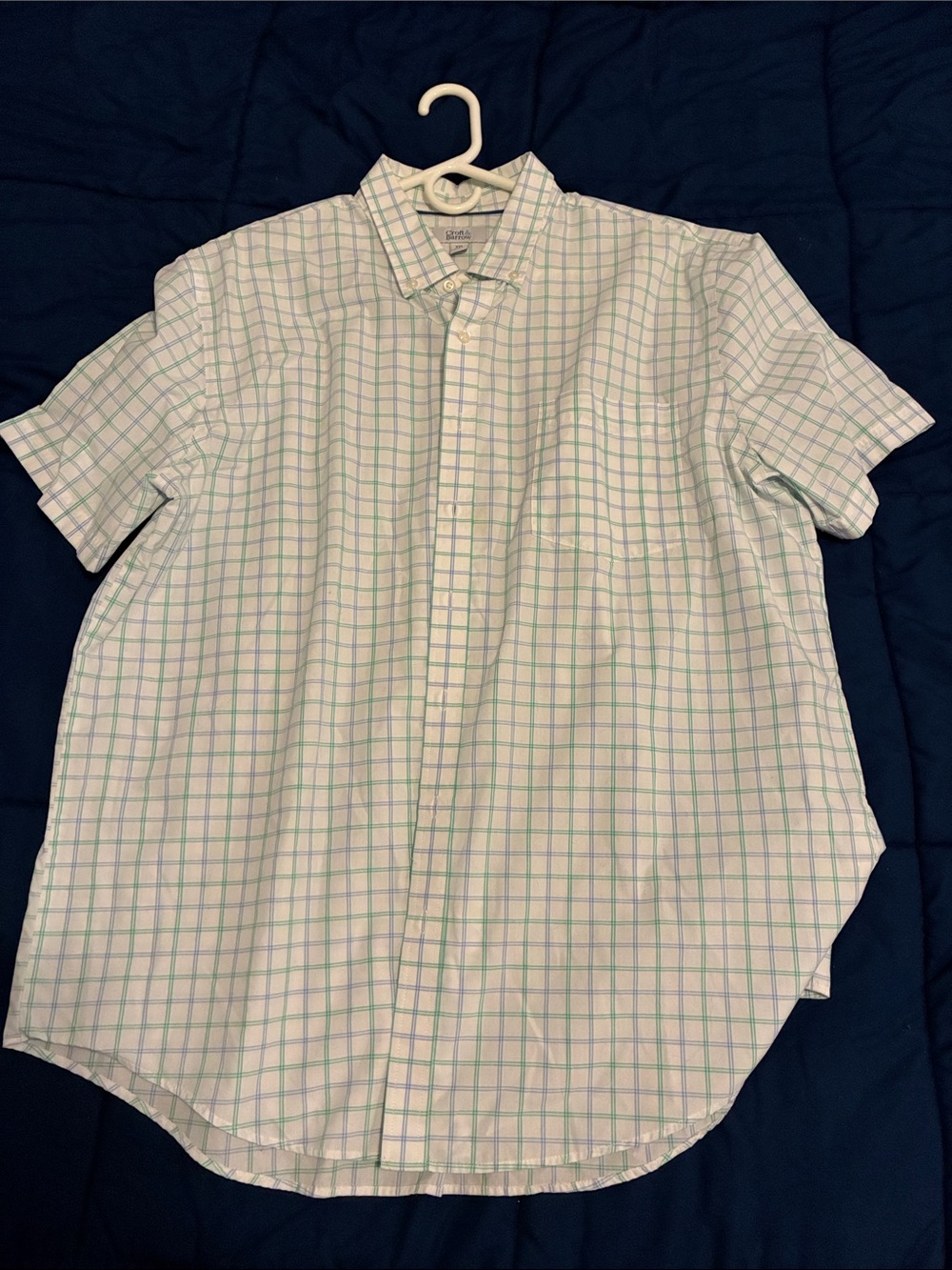 croft & barrow Light Blue & White Short-Sleeve Checked Button-Down Shirt